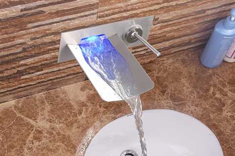 Wall Mounted Glass Waterfall Faucet with Mixer and 3 Colored LED changing with water temperature