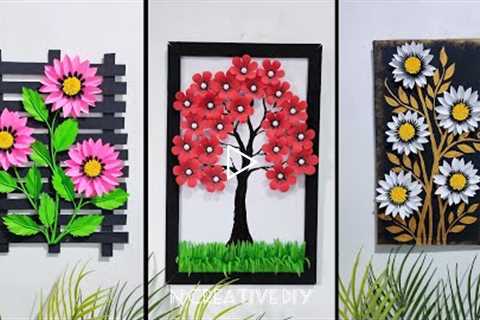 3 Best paper craft for home decoration | Cardboard craft ideas | Diy Paper flower wall hanging |