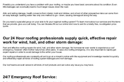 Low Cost 24 Hour Emergency Roofing Professionals Chicagoland Area