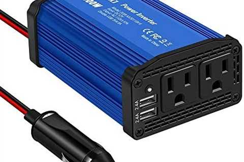 300W Power Inverter DC 12V to 110V AC Car Charger Converter with 4.8A Dual USB Ports (Blue) 1