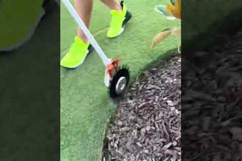 Oddly Satisfying Lawn Edging Garden Bed with Stihl Power Rotary Scissors #shorts