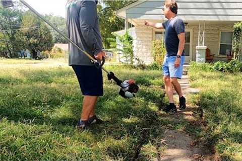 Homeowner NOT EXCITED For FREE Overgrown Lawn Transformation, Said Do WHATEVER.