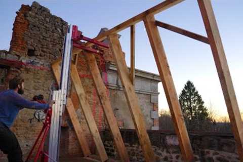 Framing a chateau roof, alone.