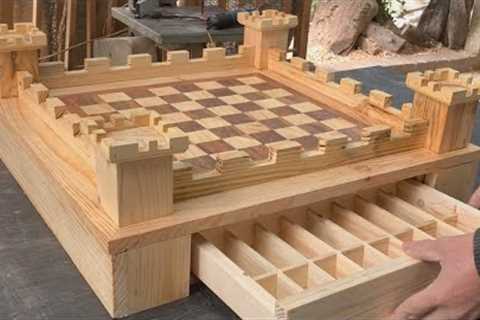 Woodworking Ideas From Scrap Wood // The Process Of Building A Very Meticulous And Unique Chessboard